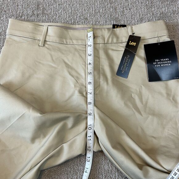 Lee Pants Womens 12 Tan Flex Motion Regular Fit Mid Rise Trouser Classic Career - Picture 10 of 12